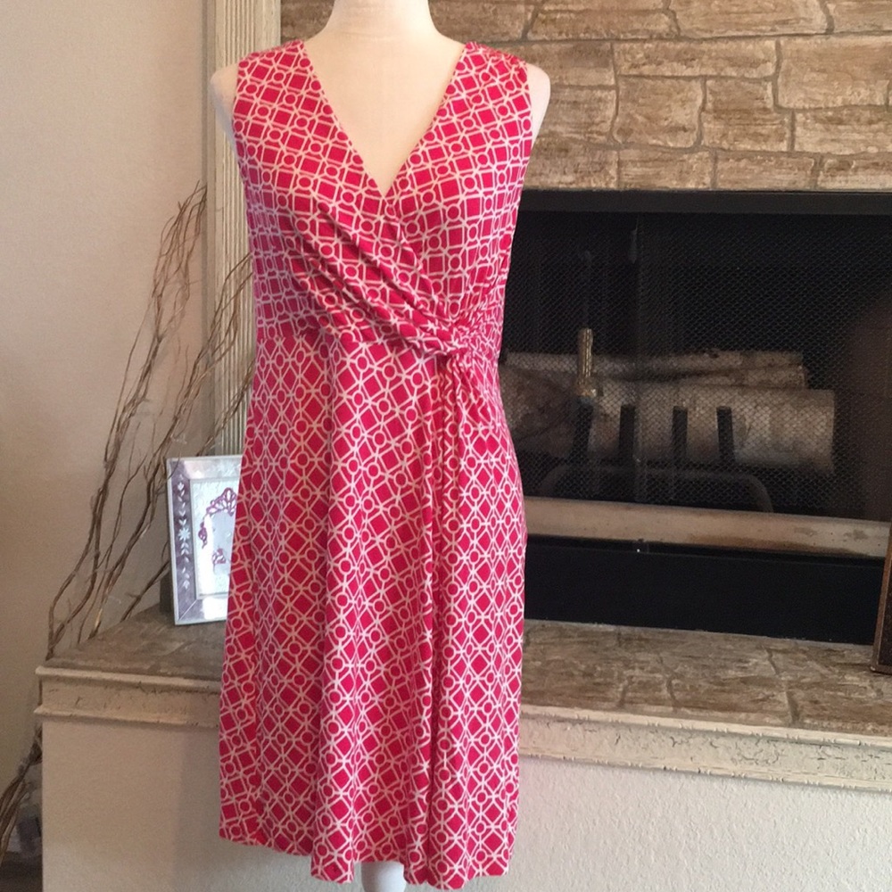 Soma fuchsia geometric print sleeveless dress